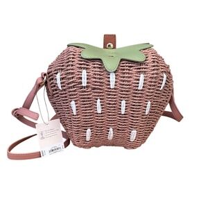 LC Lauren Conrad Strawberry Wicker Crossbody Purse 8.75" Gift Spring Summer NEW